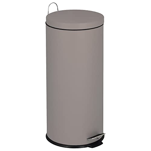 KITCHEN MOVE Poubelle de cuisine à pédale basique chic cylindrique 30L URBAN Taupe mat en acier inox avec seau