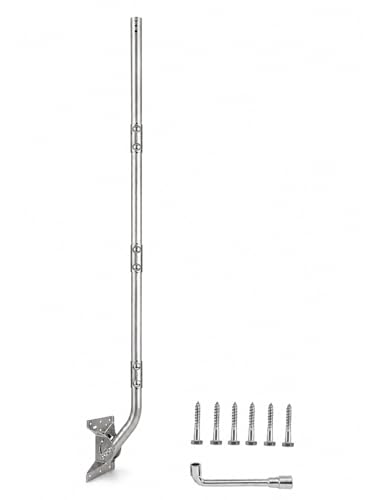 CEKAY Stainless Steel Antenna Mount (1.5 x 68) Heavy-Duty Adjustable J-Pole Mast for TV Antenna Starlink Satellite Dish or Weather Station Universal Wall Eave & Roof Mounting Bracket
