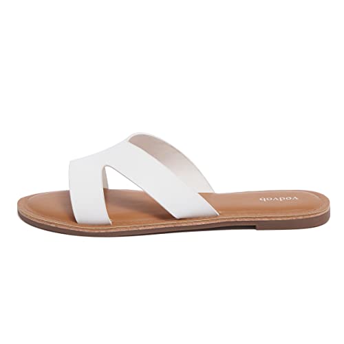 Vodvob Women's Flat Sandals Fashion Slides Slip On Open Toe Beach Comfort Sandals Summer Shoes #TOP1