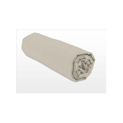Spannbettlaken, 100% Baumwolle, 57 Fäden/cm², Größe 160 x 200 cm, Beige, Spannhöhe 25 cm, dicht gewebt, weich, atmungsaktiv, waschbar