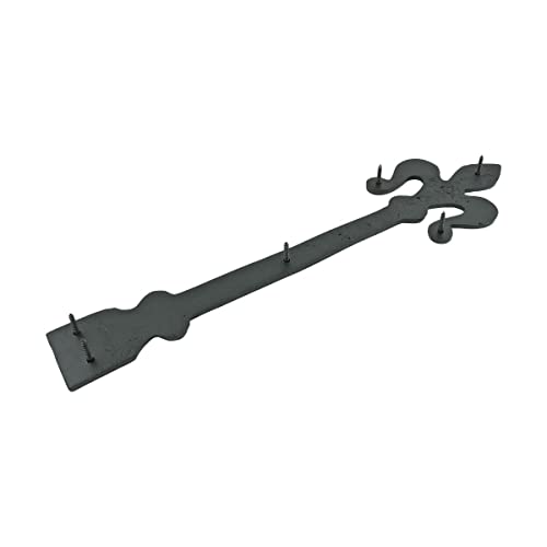 Renovators Supply Manufacturing Black Wrought Iron Garage Door Decorative Hardware Fleur De Lis Design 16 In Rust Resistant Dummy Strap Hinge With Mounting Hardware #TOP5
