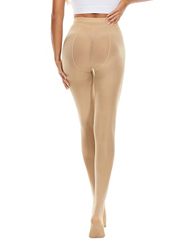 Image of Womens Tights Opaque Ballet Dance Tights Stockings for Women High Waist 80D Control Top Run Resistant Pantyhose