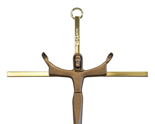 risen christ on cross  christian home wall dcor  gold-tone metallic finish  great catholic gift for baptism first holy communion and confirmation