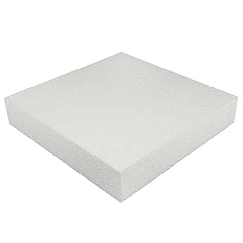 Styropor polystyrène 25 x 25 cm, Hauteur 5 cm, gâteau factice carré, Blanc, 25x25x5cm Cover
