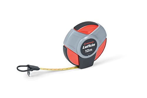 Lufkin ST10CM Stahl-Langbandmaß 10m mit metrische Maßeinteilung, 3-zu-1-Rücklaufübersetzung, Orange