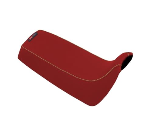 Housse de selle pour Yamaha PW50 de 1980 à 2024 rouge avec coutures jaunes