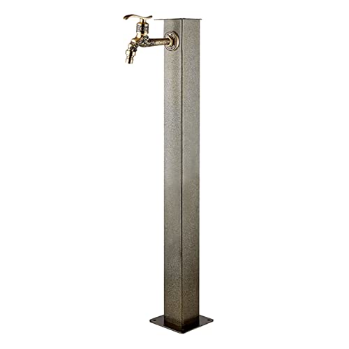 WJFTODAY Columna de Grifo Fuente de Columna Cuadrada de Acero Inoxidable para Exteriores,Cuadrada de Acero Inoxidable para Exteriores, Patio doméstico, jardín Resistente a la Intemperie (Grifo Largo)