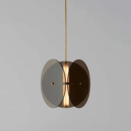 Lustre en verre fumé avec hauteur réglable pour éclairage de salon