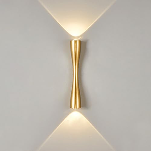Image of KRUIHAN Gold Wall Lights Indoor COB LED Up and Down Wall Sconce for Bedroom Bedside Living Room Hallway Kitchen,Warm Light LED Lighting,24CM