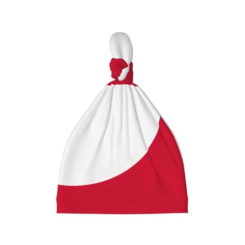 Newborn Baby Hat, Greenland Flag Print Soft Top Knot Beanie Cap, Cute Baby Headwear for 0-6 Months Black