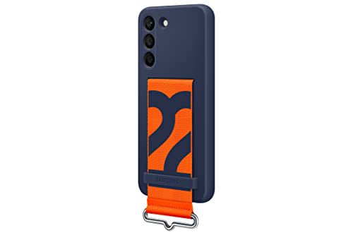 Image of Samsung Original Galaxy S22 5G Siicone Cover with Strap, Navy