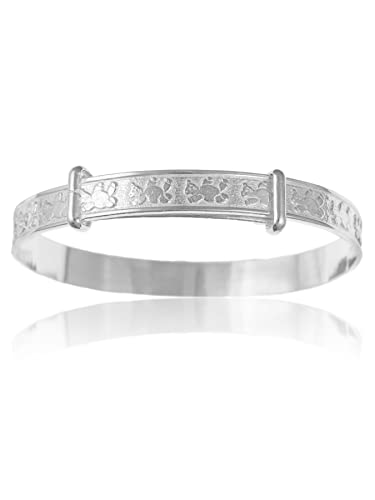 Bracelet jonc pour bébé en argent sterling 925 réglable avec motif ours
