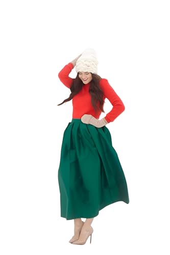 Handmade Green Midi Taffeta Skirt One Pocket – Elegant Bridesmaid & Special Occasion