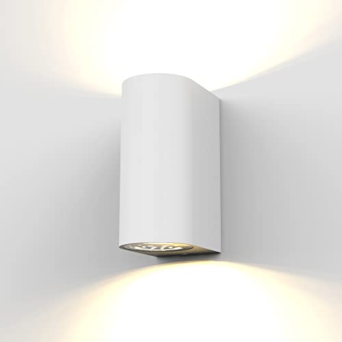 B.K.Licht I LED Wandleuchte I Außenwandleuchte I inkl. 2x 5W GU10 Leuchtmittel I warmweiße Lichtfarbe I 800 Lumen I Außenleuchte I Außenlampe I Wandspot für Innen und Außen I weiß I IP44