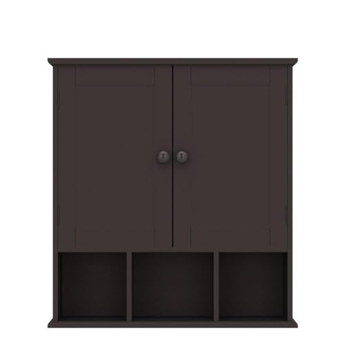 TaoHFE Brown Medicine Cabinets,Bathroom Wall Cabinet with 2 Door Adjustable Shelves,Over The Toilet Storage Cabinet,Espresso Bathroom Cabinet Wall Mounted for Laundry Room Kitchen