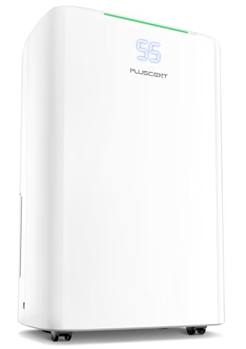 5000 Sq.Ft Dehumidifier for Basement with Drain Hose, PLUSCENT Max 52 Pint/Day Dehumidifiers for Home Bedroom Bathroom, 4 Modes, Smart Humidity Control, Auto Restart, Auto Defrost, 24H Timer