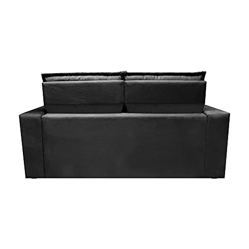 Sofá 3 Lugares Retrátil e Reclinável Cama Inbox Slim 1,80m Velusoft Preto