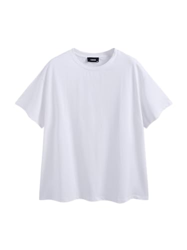 CIDER Camiseta sólida de Gran tamaño Curve & Plus, Blanco, 4XL