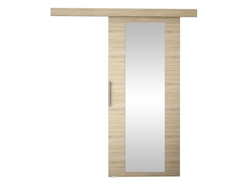 Schiebetürsystem Pikano IV mit Selbstschließer Zimmertür Aluminiumgriffe Komplett-Set für Schiebetüren, Tür Innentüren Trennwände (Sonoma/Spiegel, Modell: 70)