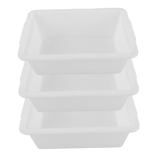 HEALEEP 3pcs Box Utility Rectangular Plastic Storage Bin Dish Wash Basin Tub with Handle for Restaurant Kitchen and Catering Use Multi Occasion Tote Tub for Food and Organization