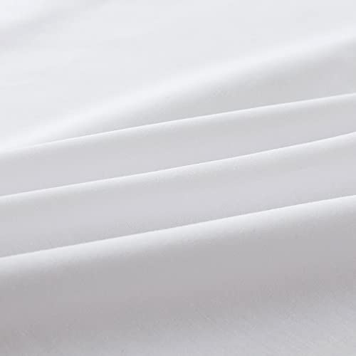 Flat Bed Sheet 100% Brushed Microfiber 1800 Luxury Bedding Sheet,Extra Soft & Fade Resistant (White, Queen) #TOP4