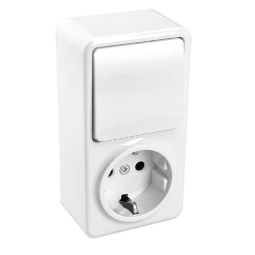 Jandei – Meccanismo con superficie in policarbonato bianco 10 A, 250 V (interruttore a 2 fasi + spina Schuko)