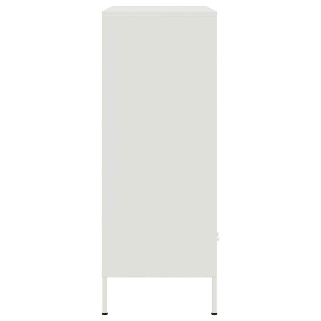 Highboard blanco, 68 x 39 x 101,5 cm, acero laminado en frío, espacio de almacenamiento estable para sala de estar, dormitorio, pasillo