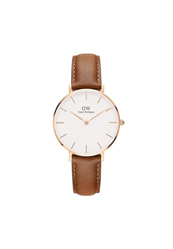 Daniel Wellington Petite Durham 28mm Women's Watch, Leather Rose Gold Watch for Women