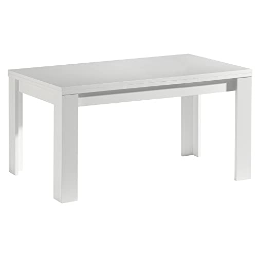 deine tante emma 0560_140x90 MONZI Weiß matt Tisch Esstisch Auszugstisch Küchentisch Funktionstisch ausziehbar 140 x 90 cm