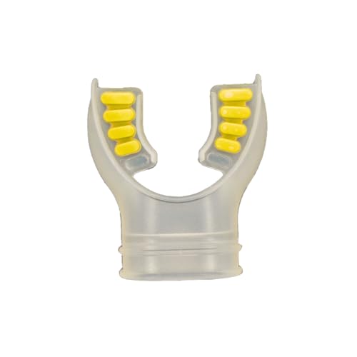 Scuba Choice Ultra Clear Silicone Mouthpiece – Universal Fit for Snorkeling & Diving, Leak-Free, Comfortable & Durable, Easy Installation with Color Tab & Regulator Tie (Yellow)