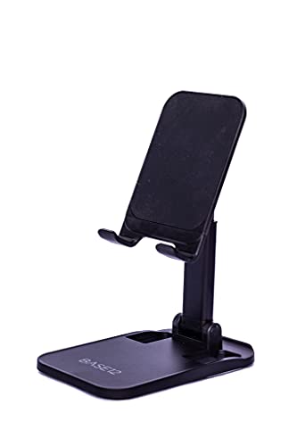 BASE12 ergonómico, altura ajustable, plegable, soporte para ordenador portatil, teléfono portátil y tableta (negro)
