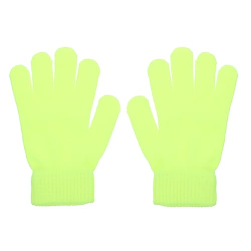 WATIIFUFU Guantes de Punto Fluorescentes Amarillos para Senderismo y Ciclismo, 4 Pares de Guantes Térmicos Cálidos de Acrílico para Actividades al Aire Libre en Invierno