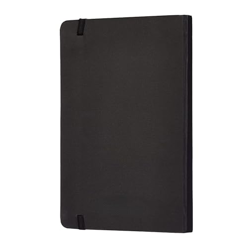 Image of Classic Black PU Leather Notebook Journal for Men and Women, Premium Ruled /Lined Hardcover Diary with Integrated Elastic Band Closure and Ribbon