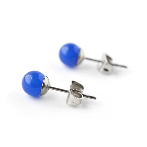 Orecchini a bottone con pietre preziose da 6 mm in acciaio chirurgico ipoallergenico