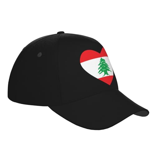 Flag of Lebanon Heart Baseball Hats for Men and Women - Classic Adjustable Hats3