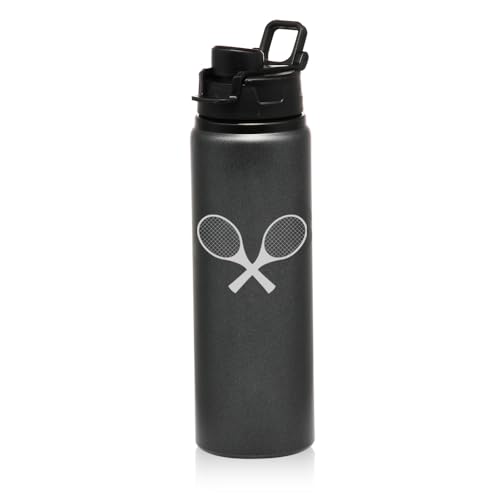 25 oz Water Bottle Sports Travel Mug Gift Tennis Raquets (Charcoal)