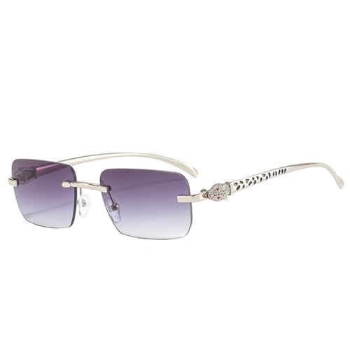 Lunettes de soleil sans monture uniques aux finitions métalliques dégradé gris argenté