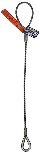 Single Leg Wire Rope Sling | 0.65 Ton Vertical Rated Capacity | Flemish Eye Loop to Heavy-Duty Thimble | 1/4