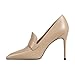 miss left Women Stiletto High Heel Loafer Pumps with Trim Closed Pointed Toe Slip On Basic Office Dress Fashion Shoes Size 6 Apricot