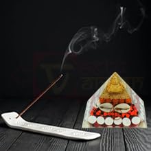 Image of 2-Inch Laxmi Pyramid | Divine Goddess Laxmi Pyramid for Wealth, Prosperity, and Good Fortune | Handmade Spiritual Decor for Home and Office | Vastu Remedy for Success