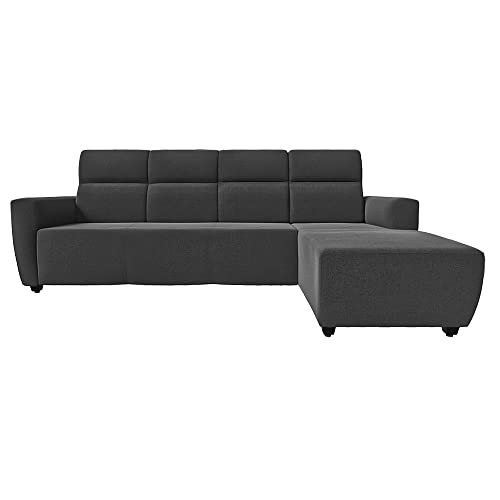 Image of Wakefit Sofa Set | 3 Year Warranty | 3 Seater Sofa for Living Room, Wooden Set, 3 Seater + Right Aligned for Living Room - Belize(Malphino : Smoke Grey)