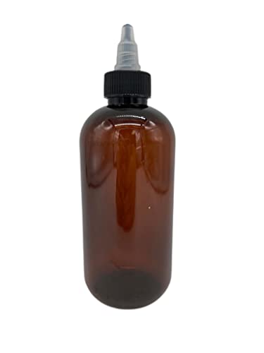 Natural Farms 8 oz Amber Boston Plastic Bottles - 12 Pack Empty Bottle Refillable - BPA Free - Essential Oils - Aromatherapy | Black/Natural Twist Top Cap - Made in the USA2