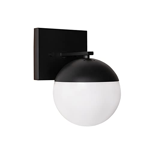 Aspen Creative 62503-11 Matte Black Wall/Vanity Light with Opal Glass, 5-7/8 W x 8-3/4 H x 8-5/8 D