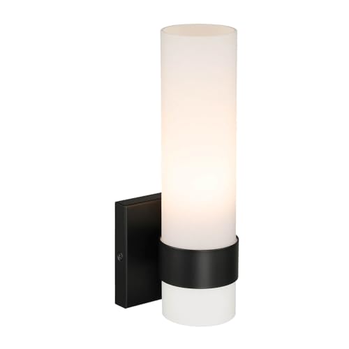 XiNBEi Wall Light 1-Light Bathroom Light Fixture Indoor Black Wall Light with Glass Shade for Bathroom Corridor Hallway Bedroom & Living Room NL-W1185-MB