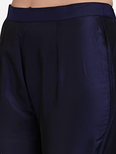 Image of VredeVogel Cotton Silk Blend Straight Embroidery Kurta Pant and Dupatta Set for Women