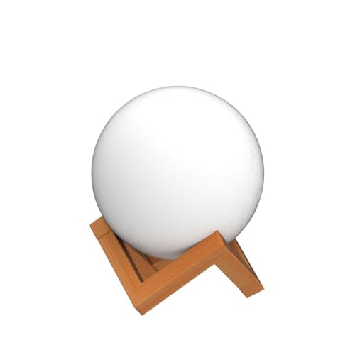 MAYROUND 3D Full Moon Lamp, 15cm/5.9 Inch LED Lunar Moon Night Light Modern Lamp [Touch Control][USB Charging][Free Wooden Stand] Dimmable Brightness Home Decor Gift for Kid,Children,Friends