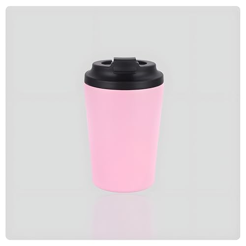 Image of Motka 350ml Coffeemate Vacuum Insulated Cup| Stainless Steel Travel Coffee Mug with Leak Proof Lid| Fat Bottomed Tumbler| Double Wall Portable Thermal Flask| Sipper for Hot and Cold Drinks (Pink)