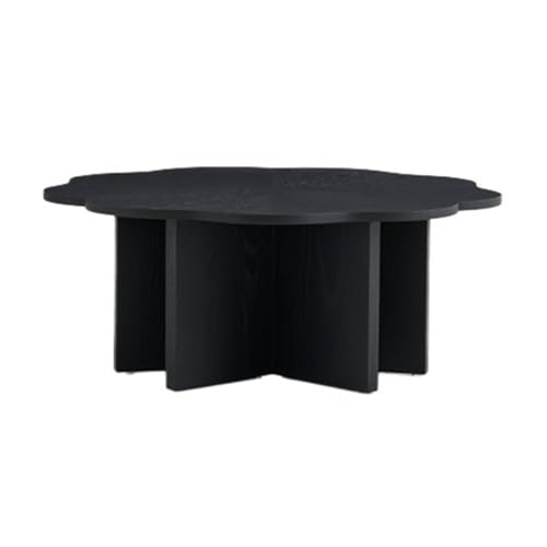 Coffee Table Scalloped Wood Coffee Table Floral-Shaped Top No Assembly Modern Living Room Decor