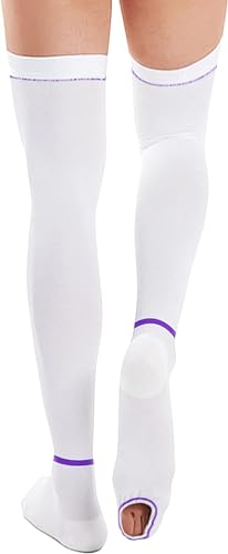 Image of | Compression Stockings, 15-21mmHg support , Thigh High and Knee High for Women & Men, Open Toe, White