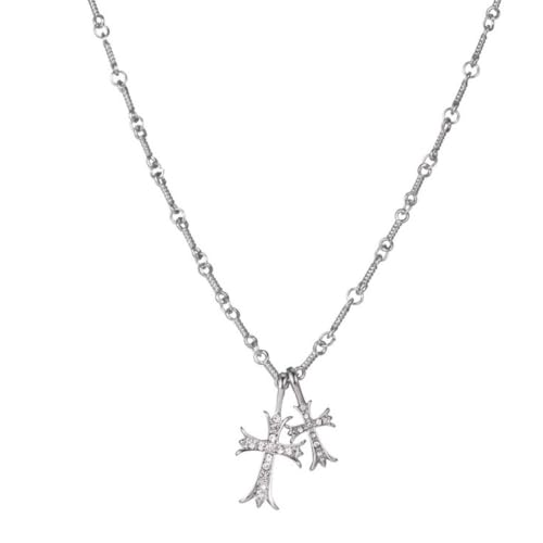 Image of Gothic Jewellery Cross Chain for Men, Double Cross Necklace